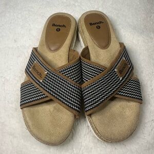 Bench Tan and Black Slide Sandals